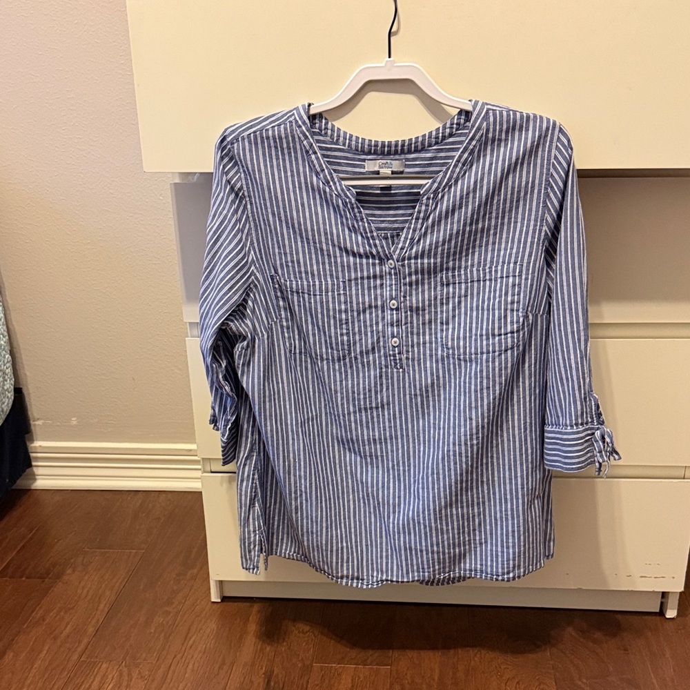 Croft & Barrow Blue Striped Button Down Shirt